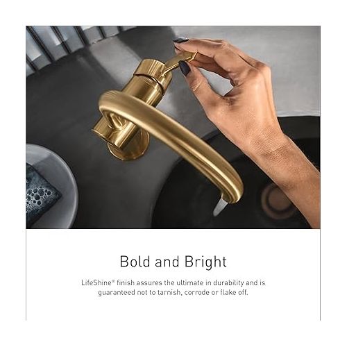  Moen Brushed Gold Cia Widespread 2-Handle High-Arc Bathroom Faucet , 3-Hole Bathroom Sink Faucet, Valve Required, T6222BG