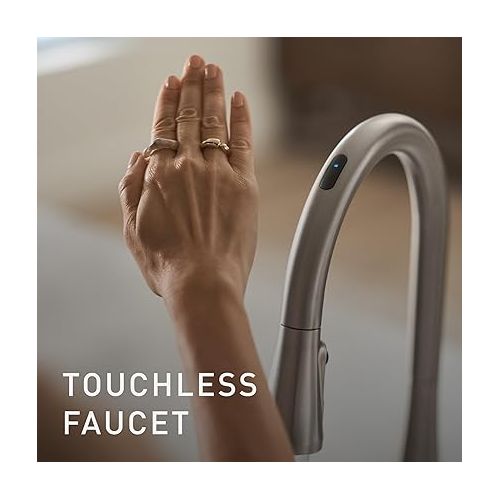  Moen Arbor Spot Resist Stainless Motionsense Two-Sensor Touchless Kitchen Faucet Featuring Power Clean, One-Handle Kitchen Sink Faucets with Pull Down Spray Head, 7594ESRS