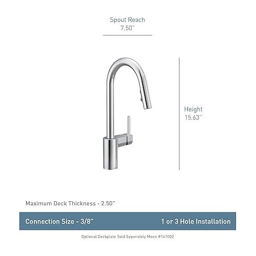  Moen Align Brushed Gold One-Handle Modern Kitchen Pulldown Faucet with Reflex Docking System and Power Clean Spray Technology, 7565BG