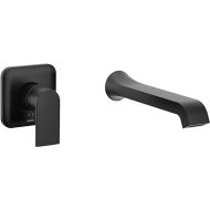Genta LX Matte Black Single Handle Wall Mount Tub Filler, Contemporary High Flow Tub Faucet with 10
