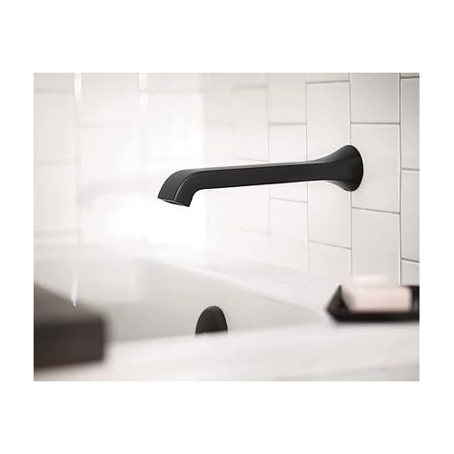  Genta LX Matte Black Single Handle Wall Mount Tub Filler, Contemporary High Flow Tub Faucet with 10