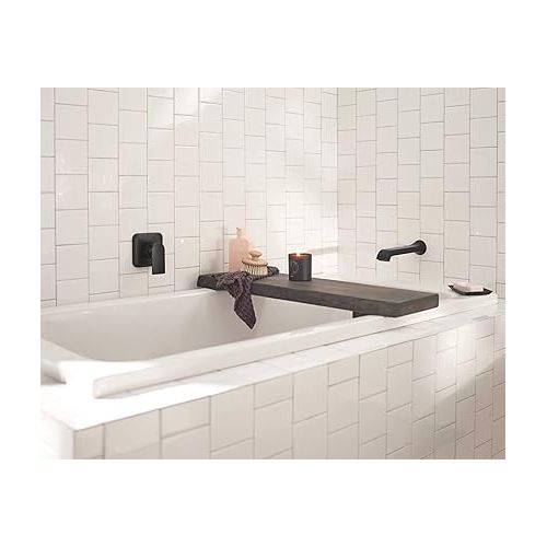  Genta LX Matte Black Single Handle Wall Mount Tub Filler, Contemporary High Flow Tub Faucet with 10