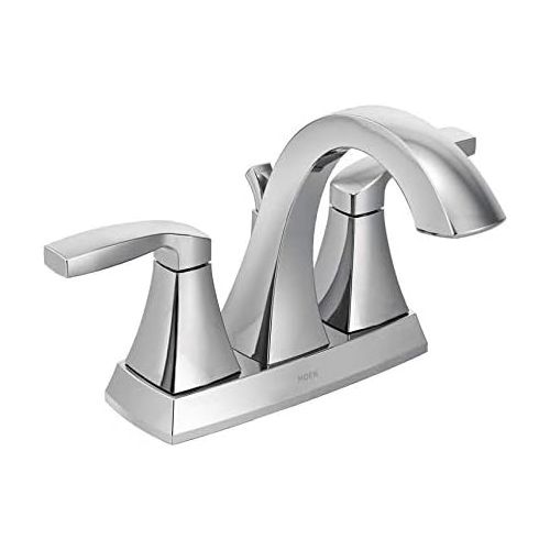  Moen Voss Brushed Gold Transitional Two-Handle High Arc Centerset Bathroom Faucet for 4-Inch 3-Hole Setup, 6901BG