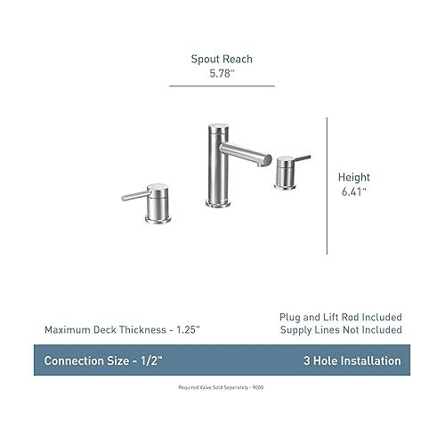  Moen Align Brushed Gold Two-Handle Three-Hole Modern Widespread Bathroom Faucet Trim Kit, Valve Required, T6193BG