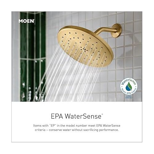  Moen Align Brushed Gold Posi-Temp Pressure Balancing Eco-Performance Modern Tub and Shower Trim Kit, High-Pressure Showerhead, Tub Spout, and Bathroom Faucet Lever Handle (Valve Required), T2193EPBG