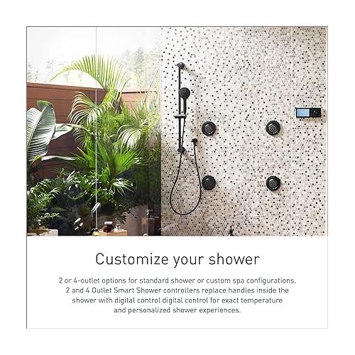  Moen Matte Black Smart Shower 4-Outlet Digital Shower Controller for Thermostatic Shower Valve, TS3304BL