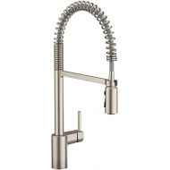 Moen Align Spot Resist Stainless One Handle Pre-Rinse Spring Pulldown Kitchen Sink Faucet with Power Boost for a Faster Clean, Kitchen Faucet with Pull Down Sprayer for Bar, Farmhouse, 5923SRS