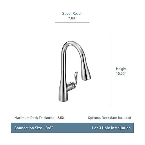  Moen Arbor Oil Rubbed Bronze One-Handle Kitchen Faucet with Pull Down Sprayer Featuring Power Clean, 7594ORB