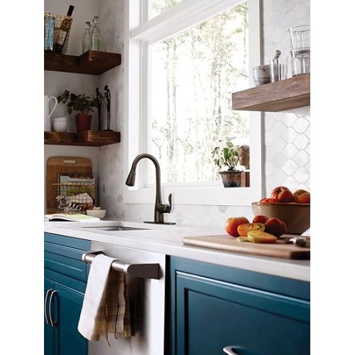  Moen Arbor Oil Rubbed Bronze One-Handle Kitchen Faucet with Pull Down Sprayer Featuring Power Clean, 7594ORB