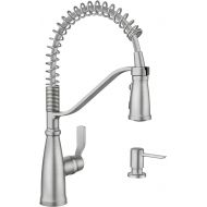 Moen Nolia Spot Resist Stainless One-Handle Pre-Rinse Spring Pulldown Kitchen Faucet, Single Hole Kitchen Sink Faucet with Soap Dispenser, 87886SRS