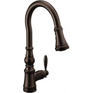 Moen Weymouth Oil Rubbed Bronze Shepherd's Hook Pulldown Kitchen Faucet Featuring Metal Wand with Power Boost, S73004ORB