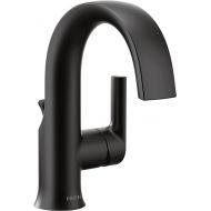 Moen Doux Matte Black One-Handle High Arc Laminar Stream Bathroom Faucet, Contemporary Single Hole Bathroom Sink Faucet, S6910BL