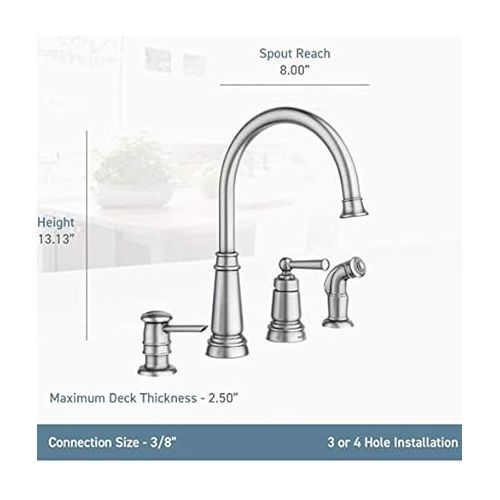  Moen 87042BRB One-Handle High Arc Kitchen Faucet, Mediterranean Bronze