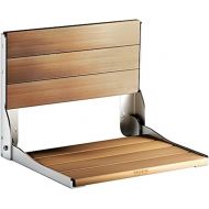 Moen Bath Safety Furniture Wood Home Care Teak Wood Aluminum Folding Shower Seat, Wall Mounted Shower Bench, DN7110