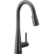 Moen Sleek Matte Black One Handle, Single-Hole Pulldown Kitchen Faucet with PowerBoost Technology for Faster Water Flow, Modern Kitchen Sink Faucet with Pulldown Sprayer, 7864BL