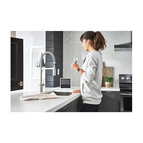  Moen Align Spot Resist Stainless Steel Motionsense Wave Sensor Touchless One-Handle High Arc Spring Pre-Rinse Pulldown Kitchen Faucet with Sprayer, 5923EWSRS