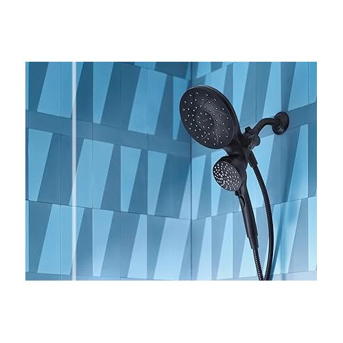  Moen Engage Magnetix Matte Black Multi-Function Handshower and Rainfall Shower Head Trim Combo with Shower Handle, Tub Spout, Metal Hose and Valve, 82304BL