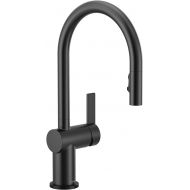 Moen 7622BL CIA Pulldown Kitchen Faucet with Power Boost, Includes Optional Chrome and Brushed Gold Accents, Matte Black with