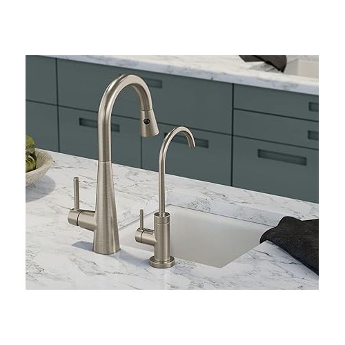  Moen Spot Resistant Stainless Sip Modern Cold Water Kitchen Beverage Faucet with Optional Filtration System, Drinking Water Faucet, S5530SRS
