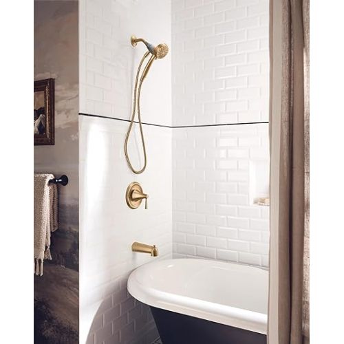  Moen Ronan Bronzed Gold Single-Handle Modern Tub and Shower Faucet with Magnetix Rainshower, Valve Included, 82021BZG