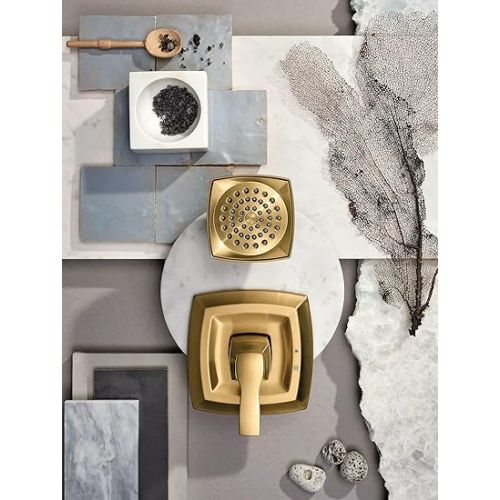  Moen Voss Brushed Gold Posi-Temp Posi-Temp Pressure Balancing Shower Trim Featuring Showerhead and Shower Lever Handle, Valve Required, T2692BG