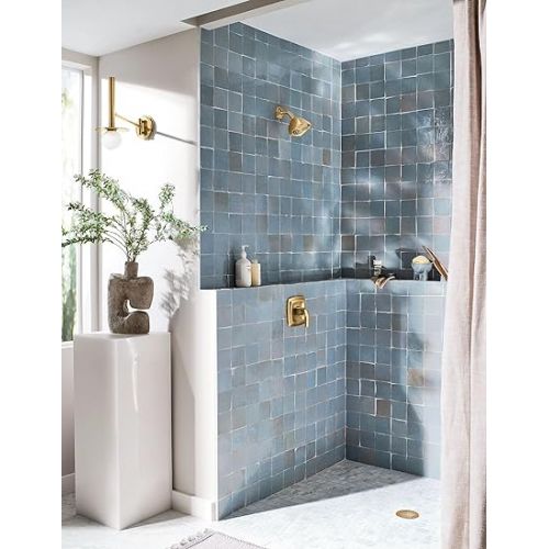  Moen Voss Brushed Gold Posi-Temp Posi-Temp Pressure Balancing Shower Trim Featuring Showerhead and Shower Lever Handle, Valve Required, T2692BG