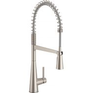 Moen Sleek Spot Resist Stainless One Handle Farmhouse Spring Pulldown Kitchen Faucet with Power Boost for a Faster Clean, 5925SRS