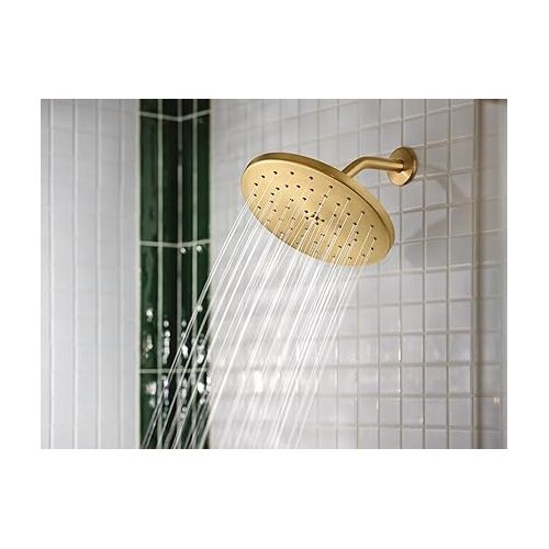  Moen S112BG Waterhill 10-Inch Single Function Showerhead with Immersion Rainshower Technology, Brushed Gold