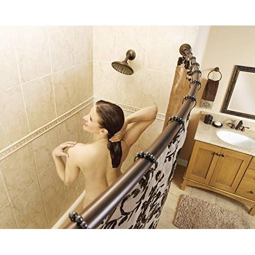  Moen CSR2160OWB 54 to 72-Inch Adjustable Length Fixed Mount Single Curved Shower Rod, Old World Bronze