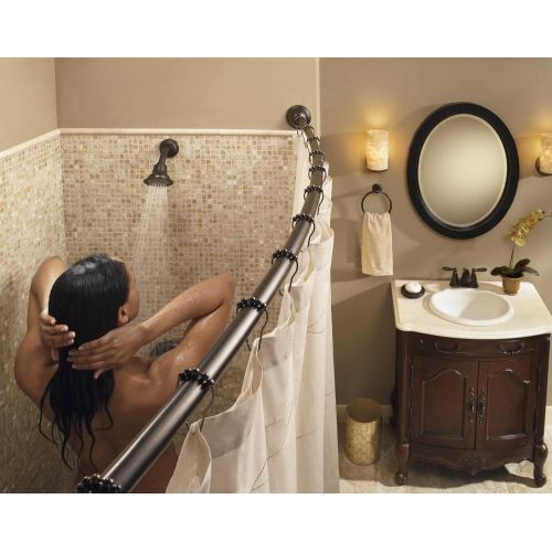  Moen CSR2160OWB 54 to 72-Inch Adjustable Length Fixed Mount Single Curved Shower Rod, Old World Bronze