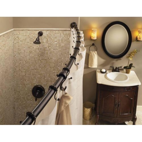  Moen CSR2160OWB 54 to 72-Inch Adjustable Length Fixed Mount Single Curved Shower Rod, Old World Bronze