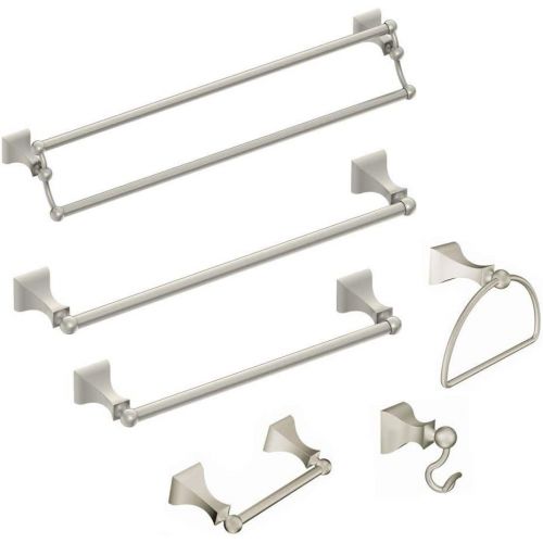  Moen DN8322BN Retreat 24-Inch Bathroom Double Towel Bar, Brushed Nickel