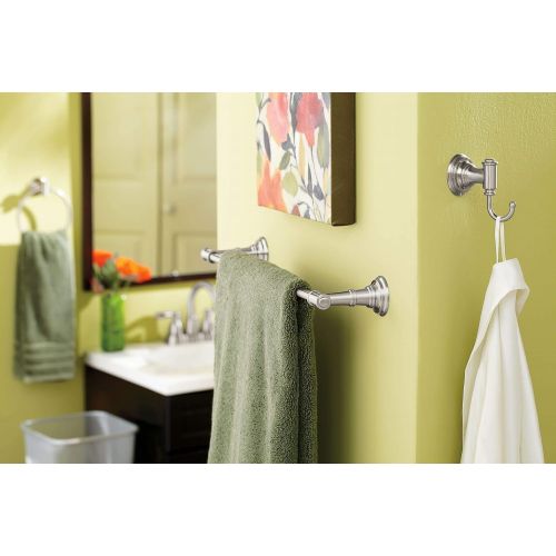  Moen DN9108BN Ellsworth Pivoting Toilet Paper Holder, Brushed Nickel with Moen DN9186BN Ellsworth Towel Ring, Brushed Nickel