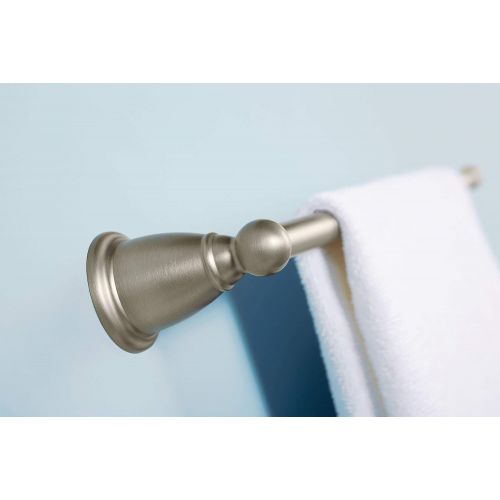  Moen YB2208BN Brantford Double Post Spring-Loaded Toilet Paper Holder, Brushed Nickel with Moen YB2224BN Brantford Collection 24-Inch Bathroom Single Towel Bar, 24 Inch, Brushed Ni