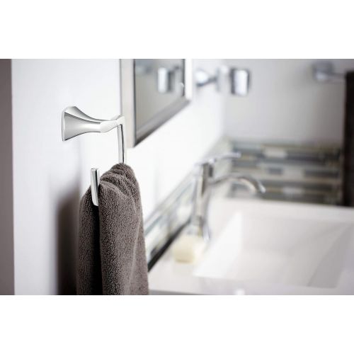  Moen YB5108BN Voss Pivoting Toilet Paper Holder, Brushed Nickel with Moen YB5186BN Voss Collection Bathroom Hand Towel Ring, 11.61 x 2.83 x 6.81 inches, Nickel