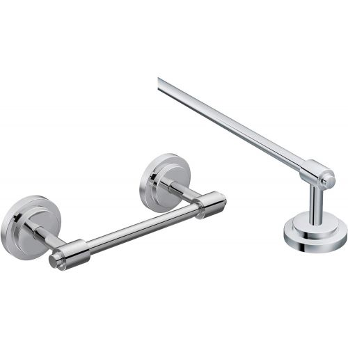  Moen DN0708CH Iso Pivoting Toilet Paper Holder, Chrome with Moen DN0724CH Iso 24-Inch Towel Bar, Chrome