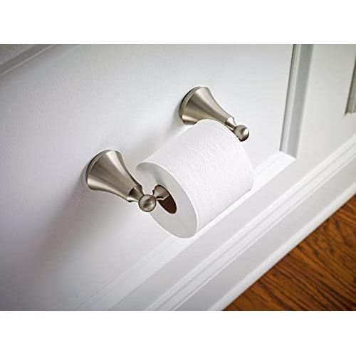  Moen YB5208BN Wynford Double Post Pivoting Toilet Paper Holder, Brushed Nickel