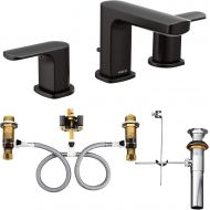 Moen T6920BL-9000 Rizon Two-Handle Widespread Bathroom Faucet with Valve, Matte Black