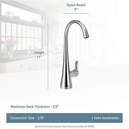  Moen S5520BG Sip Transitional Cold Water Kitchen Beverage Faucet with Optional Filtration System, Brushed Gold