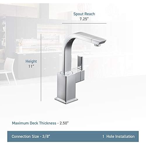  Moen S5170SRS 90-Degree One-Handle High Arc Single Mount Bar Faucet, Spot Resist Stainless