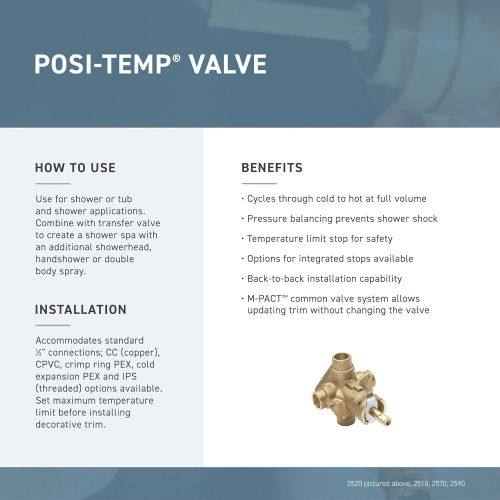  Moen T2811 Rizon Posi-Temp Pressure Balancing Modern Shower Trim Kit, Valve Required, , Chrome