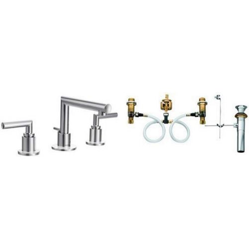  Moen TS43002-9000 Arris Two-Handle Bathroom Faucet with Valve, Chrome