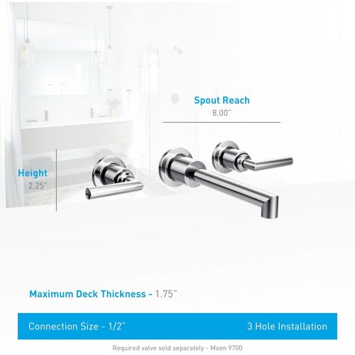  Moen TS43003-9700 Arris Two-Handle WAll Mount Bathroom Faucet with Valve, Chrome