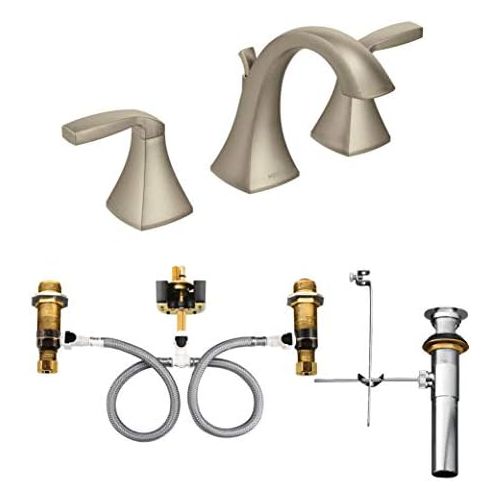  Moen T6905BN-9000 Voss Two-Handle Widespread Bathroom Faucet with Valve, Brushed Nickel