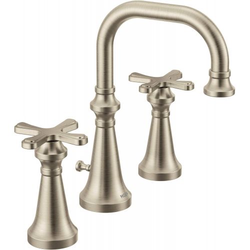  Moen TS44103BN Colinet Traditional Two Widespread High-Arc Bathroom Faucet with Cross Handles, Valve Required, Brushed Nickel