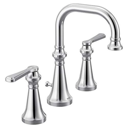  Moen TS44102 Colinet Traditional Two Widespread High-Arc Bathroom Faucet with Lever Handles, Valve Required, Chrome