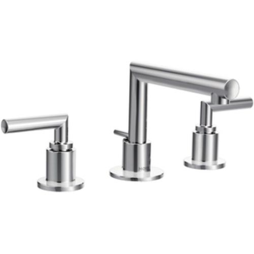  Moen TS43002 Arris Two-Handle Modern 8 in. Widespread Bathroom Faucet Trim Kit, Valve Required, Chrome