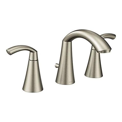  Moen T6173BN Glyde Two-Handle 8-Inch Widespread High Arc Modern Bathroom Sink Faucet, Valve Required, Brushed Nickel