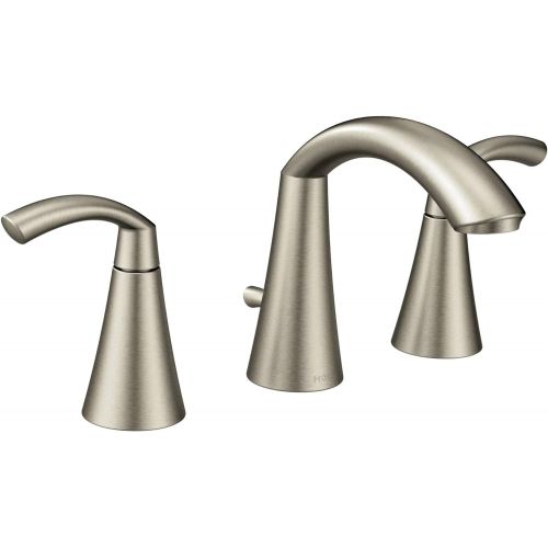  Moen T6173BN Glyde Two-Handle 8-Inch Widespread High Arc Modern Bathroom Sink Faucet, Valve Required, Brushed Nickel