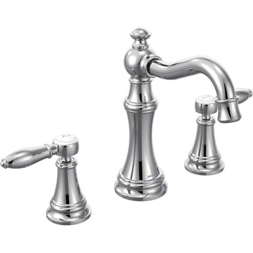  Moen TS42108 Weymouth Two-Handle Lever Handle Bathroom Faucet Trim Kit, Valve Required, Chrome